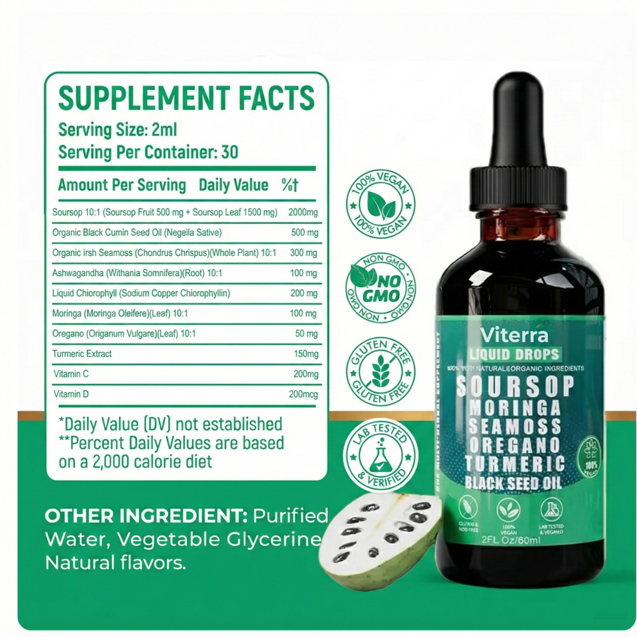 100% Organic 10-in-1 Soursop Extract Drops